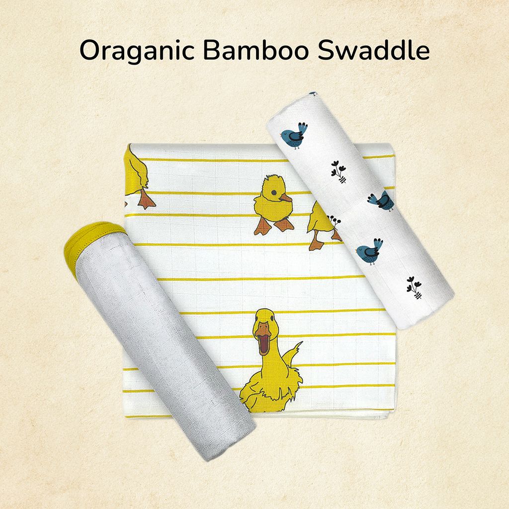 Organic Bamboo Baby Swaddle Set - Pack of 3