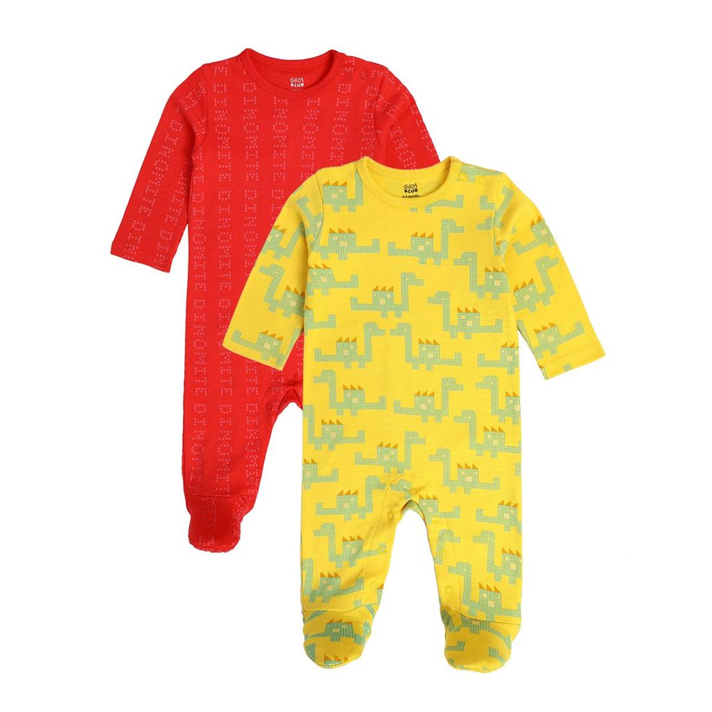 MINI KLUB NEW BORN AND BABY BOYS RED/YELLOW SLEEP SUIT