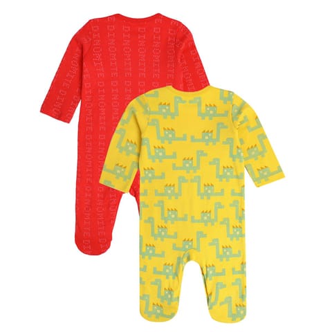 MINI KLUB NEW BORN AND BABY BOYS RED/YELLOW SLEEP SUIT