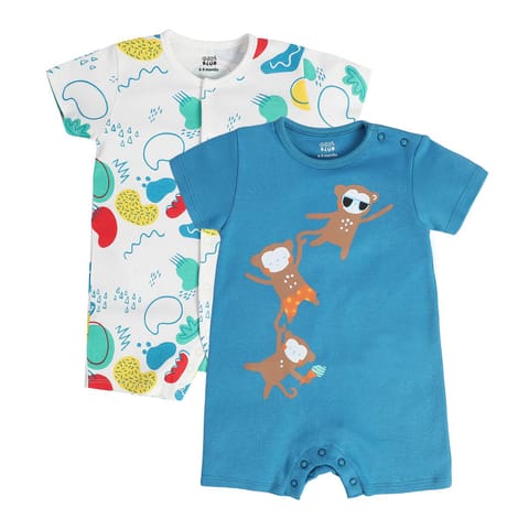 MINI KLUB NEW BORN AND BABY BOYS WHITE/BLUE ROMPER