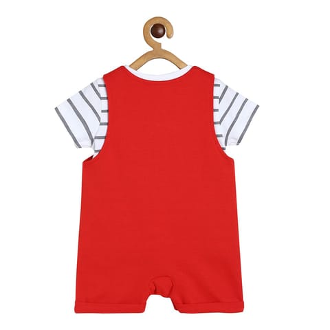 MINI KLUB BABY BOYS WHITE/RED DUNGAREE SET