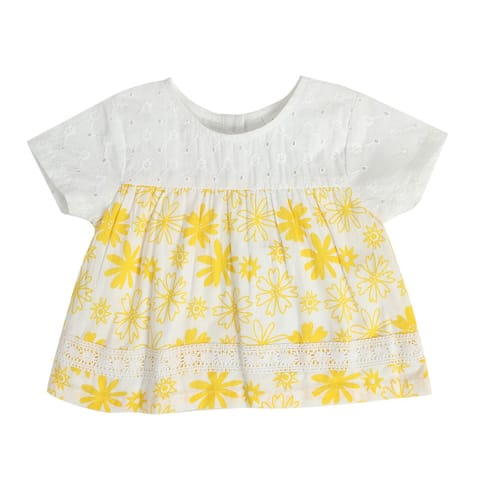 MINI KLUB BABY GIRLS WHITE WOVEN TOP