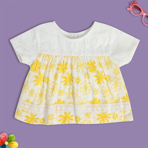 MINI KLUB BABY GIRLS WHITE WOVEN TOP