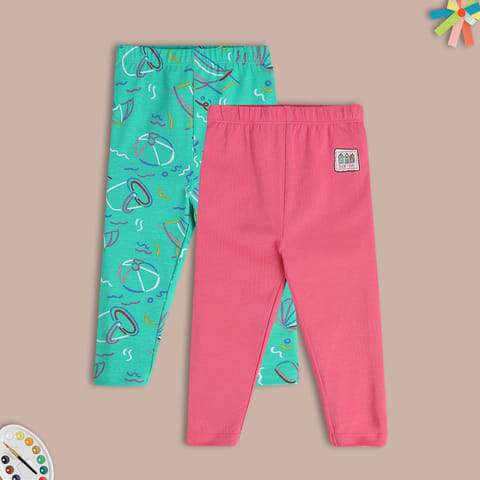 MINI KLUB NEW BORN AND BABY GIRLS GREEN/PINK LEGGING