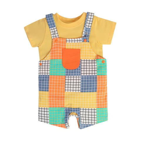 MINI KLUB BABY BOYS ORANGE DUNGAREE SET