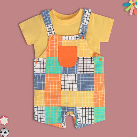 MINI KLUB BABY BOYS ORANGE DUNGAREE SET