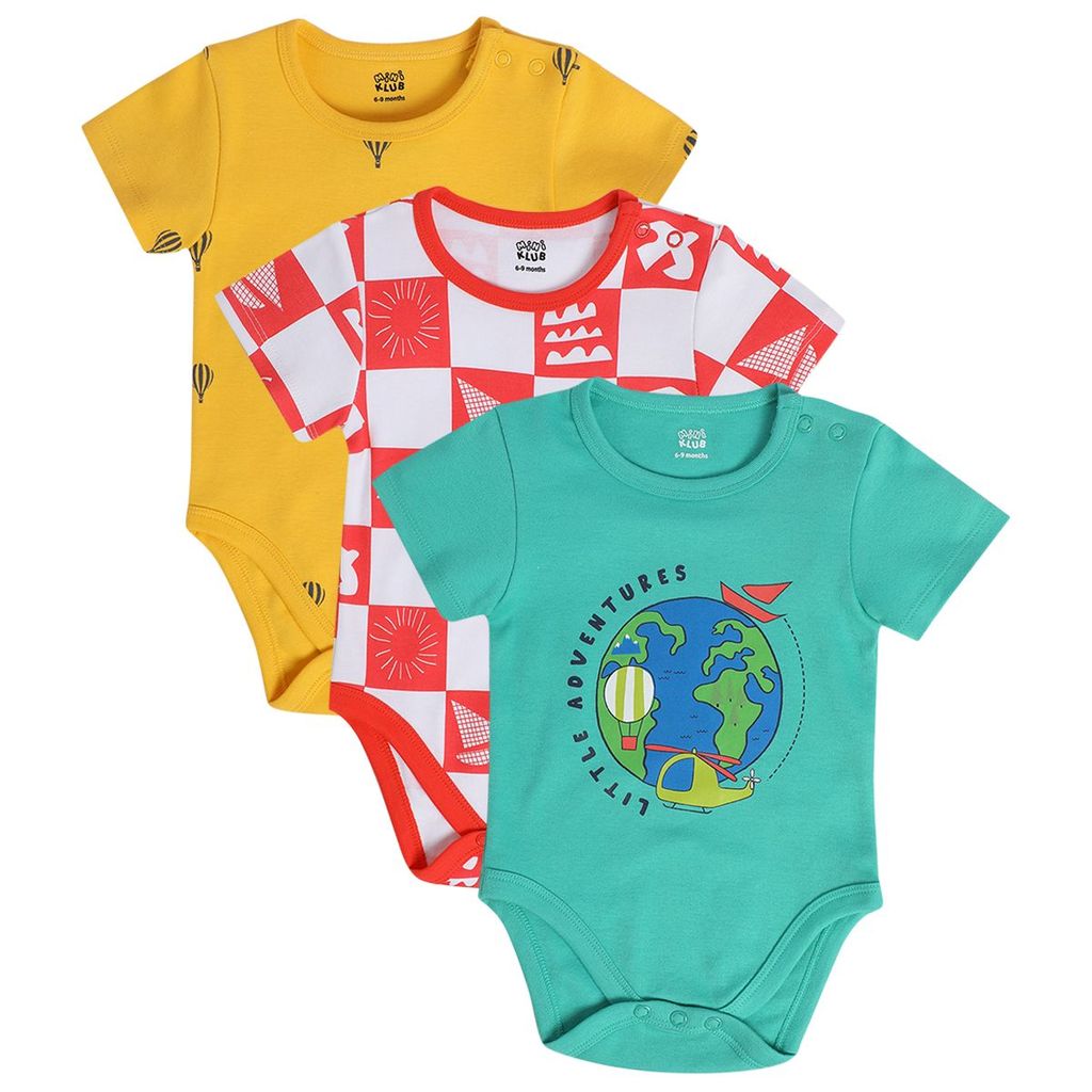 MINI KLUB NEW BORN AND BABY BOYS ORANGE/GREEN/RED BODY SUIT
