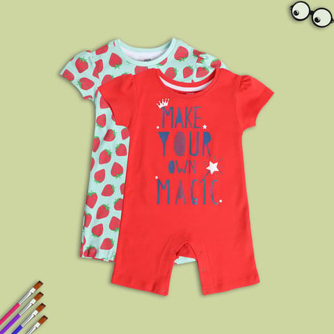 MINI KLUB NEW BORN AND BABY GIRLS RED/GREEN ROMPER