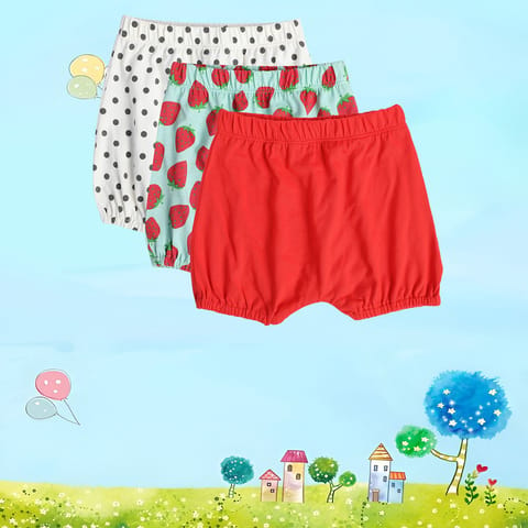 MINI KLUB NEW BORN AND BABY GIRLS GREEN/RED/WHITE SHORTS