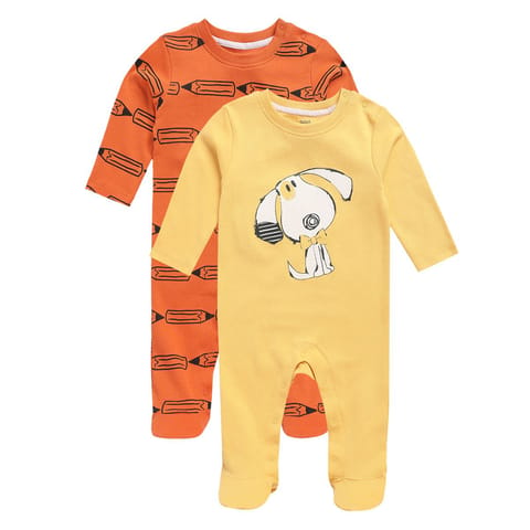 MINI KLUB NEW BORN AND BABY BOYS ORANGE/YELLOW SLEEP SUIT