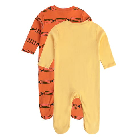 MINI KLUB NEW BORN AND BABY BOYS ORANGE/YELLOW SLEEP SUIT