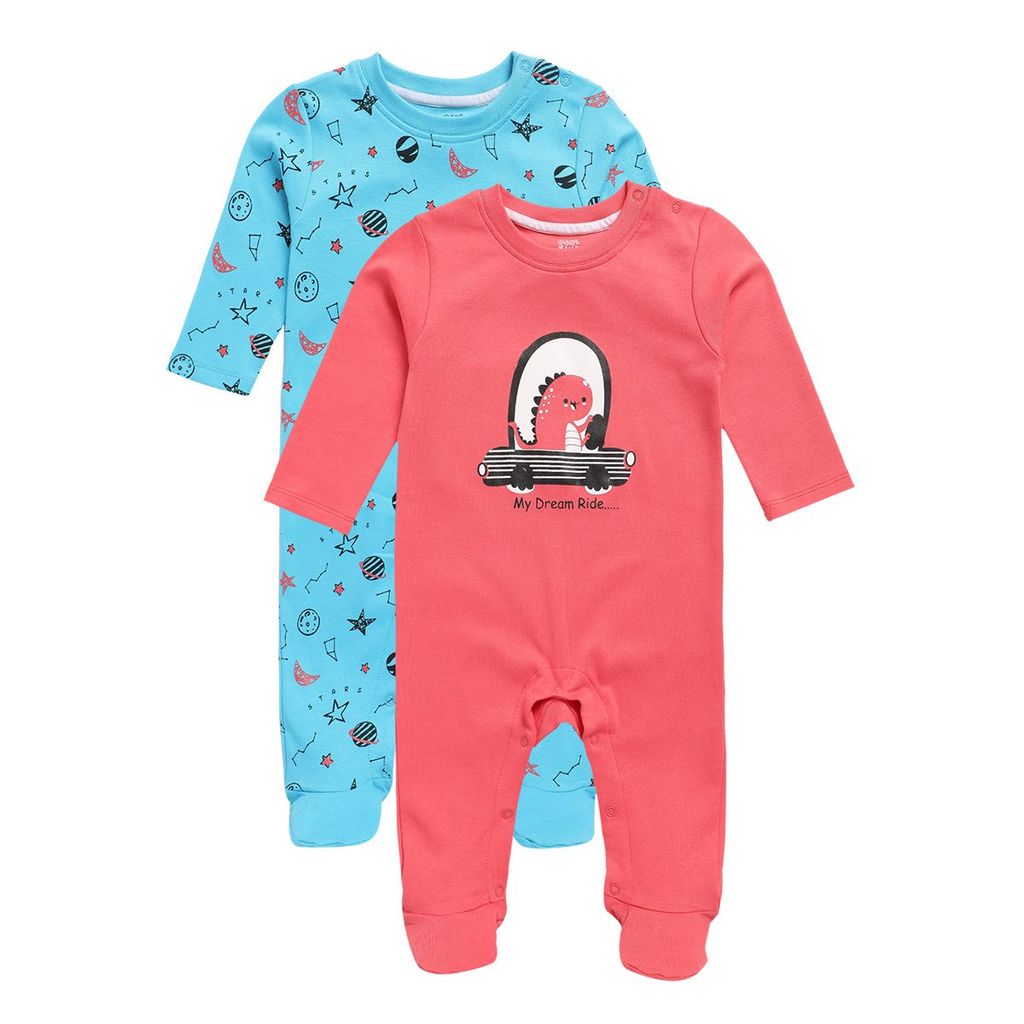 MINI KLUB NEW BORN AND BABY BOYS BLUE/RED SLEEP SUIT