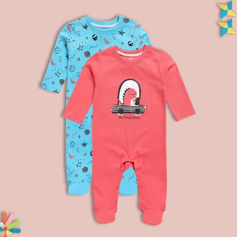 MINI KLUB NEW BORN AND BABY BOYS BLUE/RED SLEEP SUIT