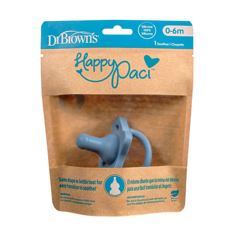 Dr. Brown's HappyPaci 100% Silicone Pacifier, 0m+, Blue