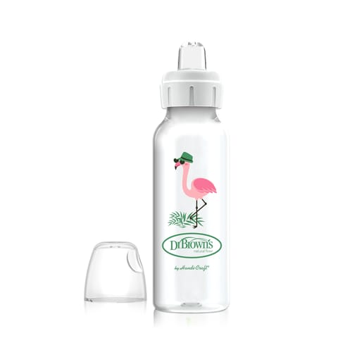 Dr. Brown's Sippy Spout Baby Bottle, 8 Ounce, Flamingo