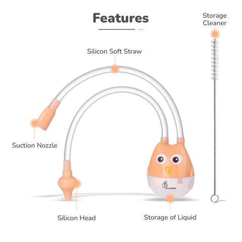 R for Rabbit Snowy Nasal Cleaner For Baby Painless Relief From Mucus And Blocked Nose Orange