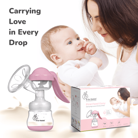 R for Rabbit First Feed Cozy Manual Feeding Breast Pump With 2 Suction Level Adjustment Pink