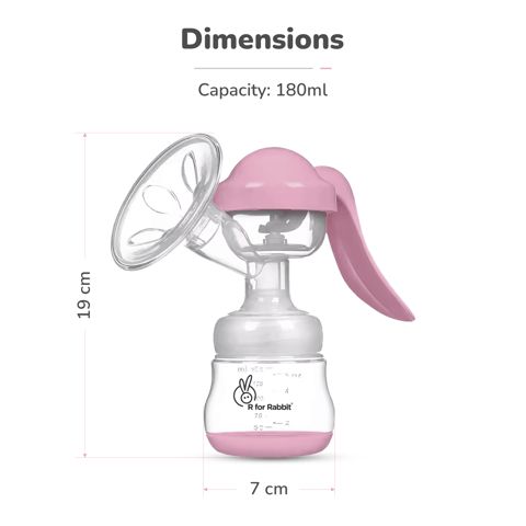 R for Rabbit First Feed Cozy Manual Feeding Breast Pump With 2 Suction Level Adjustment Pink