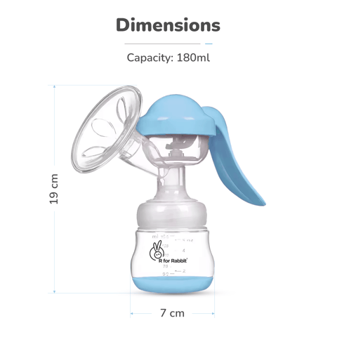 R for Rabbit First Feed Cozy Manual Feeding Breast Pump With 2 Suction Level Adjustment Blue