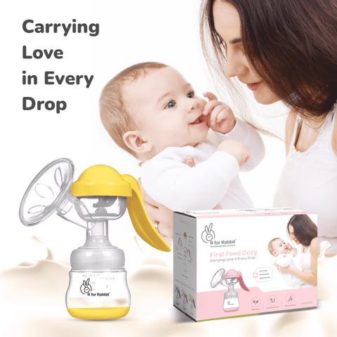 R for Rabbit First Feed Cozy Manual Feeding Breast Pump With 2 Suction Level Adjustment Yellow