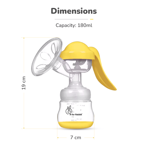 R for Rabbit First Feed Cozy Manual Feeding Breast Pump With 2 Suction Level Adjustment Yellow