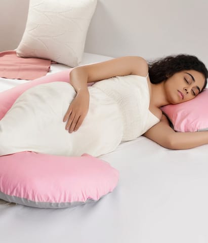 Mi Arcus C Cushion Woven Pregnancy Pillow (Pink)