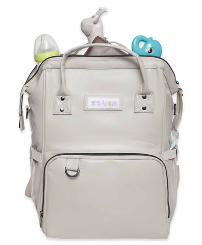 Mi Arcus Unisex-Vegan Leather Diaper Bag Backpack (Grey)