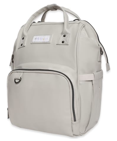 Mi Arcus Unisex-Vegan Leather Diaper Bag Backpack (Grey)