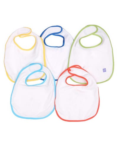 Mi Arcus Cotton Solid Feeding Bib Washable Reusable Comfortable Easily Adjustable for Kids Pack of 5