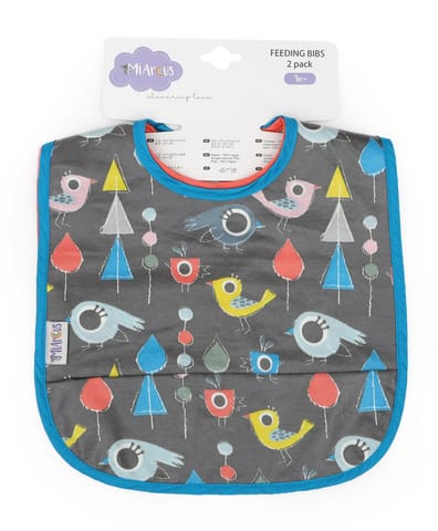 Mi Arcus Printed Cotton Feeding Bib Set for Kids Pack of 2 Washable Comfortable Easily Adjustable