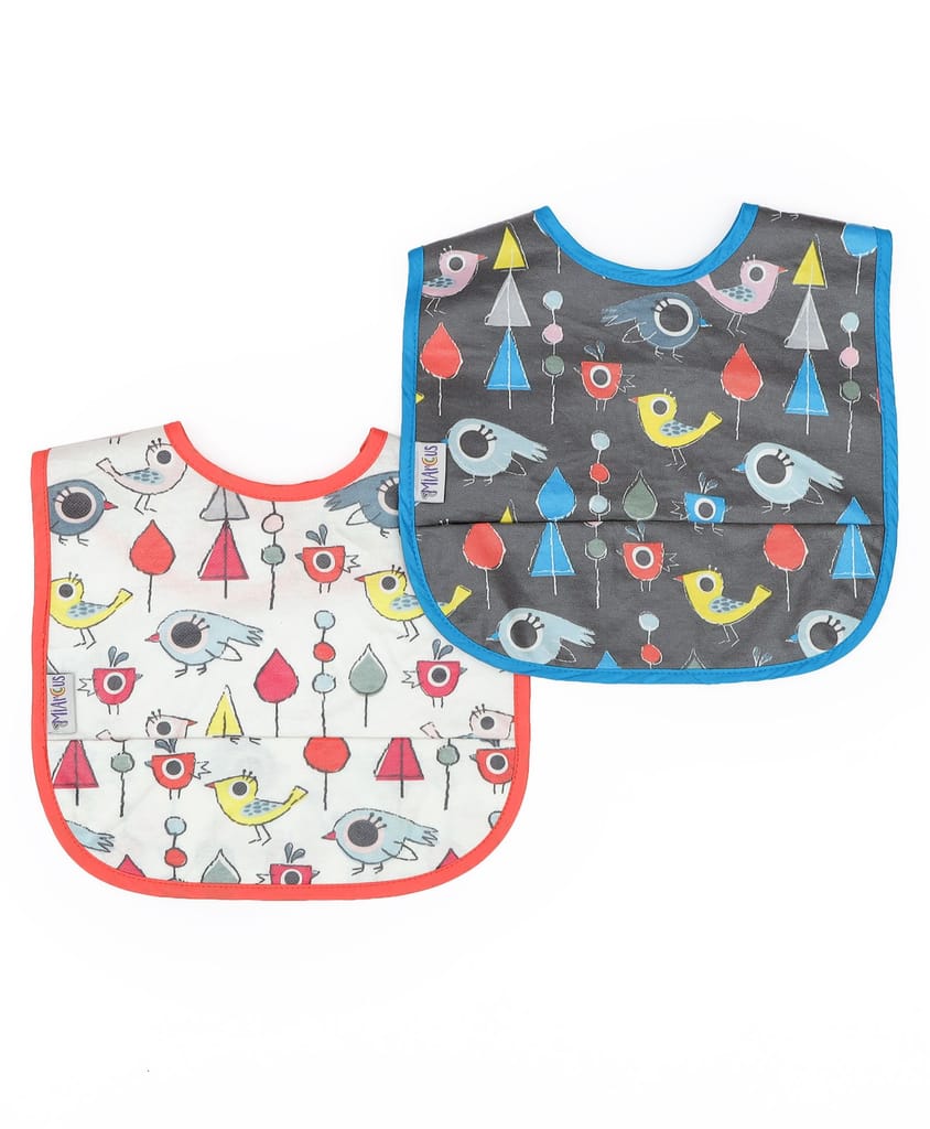 Mi Arcus Printed Cotton Feeding Bib Set for Kids Pack of 2 Washable Comfortable Easily Adjustable