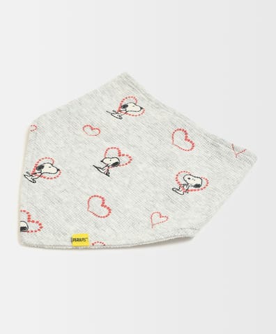 Mi Arcus Peanuts Printed Grey Triangle Feeding Bibs for Kids Pack of 2