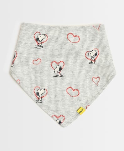 Mi Arcus Peanuts Printed Grey Triangle Feeding Bibs for Kids Pack of 2