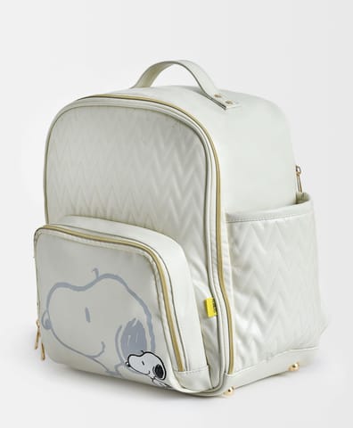 Mi Arcus Peanuts Snoopy Print  White Diaper Bag for Kids