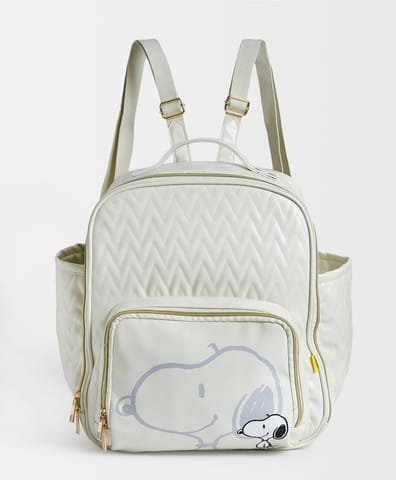 Mi Arcus Peanuts Snoopy Print  White Diaper Bag for Kids