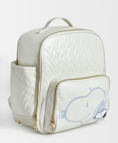 Mi Arcus Peanuts Snoopy Print  White Diaper Bag for Kids