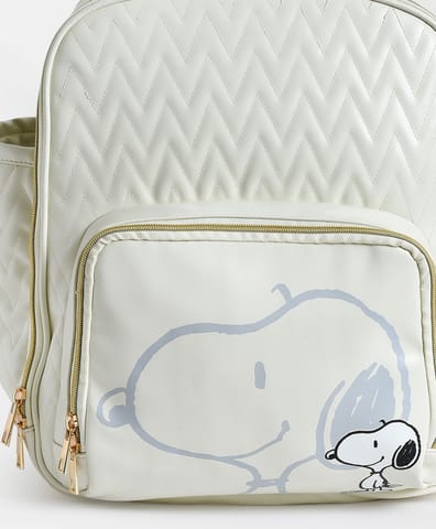 Mi Arcus Peanuts Snoopy Print  White Diaper Bag for Kids