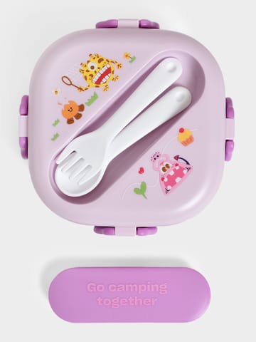 Mi Arcus Double Layer Purple Lunch Box with Fork and Spoon for Kids