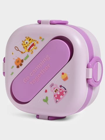 Mi Arcus Double Layer Purple Lunch Box with Fork and Spoon for Kids