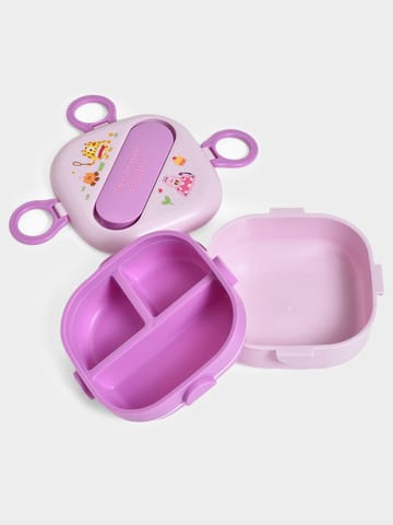 Mi Arcus Double Layer Purple Lunch Box with Fork and Spoon for Kids