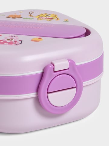 Mi Arcus Double Layer Purple Lunch Box with Fork and Spoon for Kids