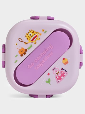 Mi Arcus Double Layer Purple Lunch Box with Fork and Spoon for Kids