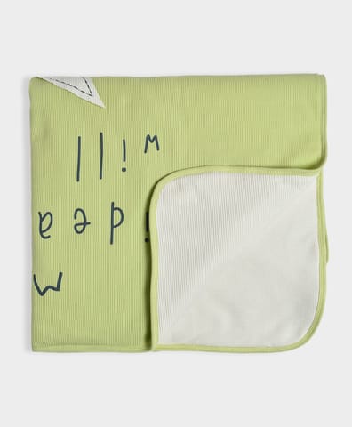 Mi Arcus Printed Green Comforter with Head Support Pillow for Kids