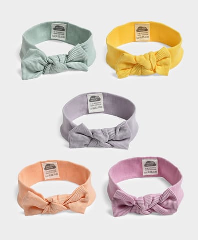 Mi Arcus Cotton Solid Headbands for Girls Pack of 5