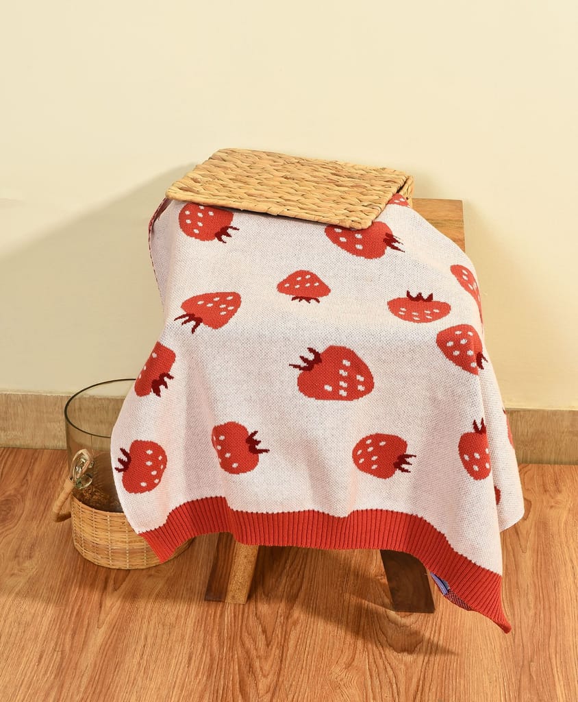 Mi Arcus Cotton Knitted Fruits Print Baby Blanket