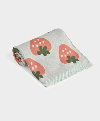 Mi Arcus Cotton Knitted Fruits Print Baby Blanket