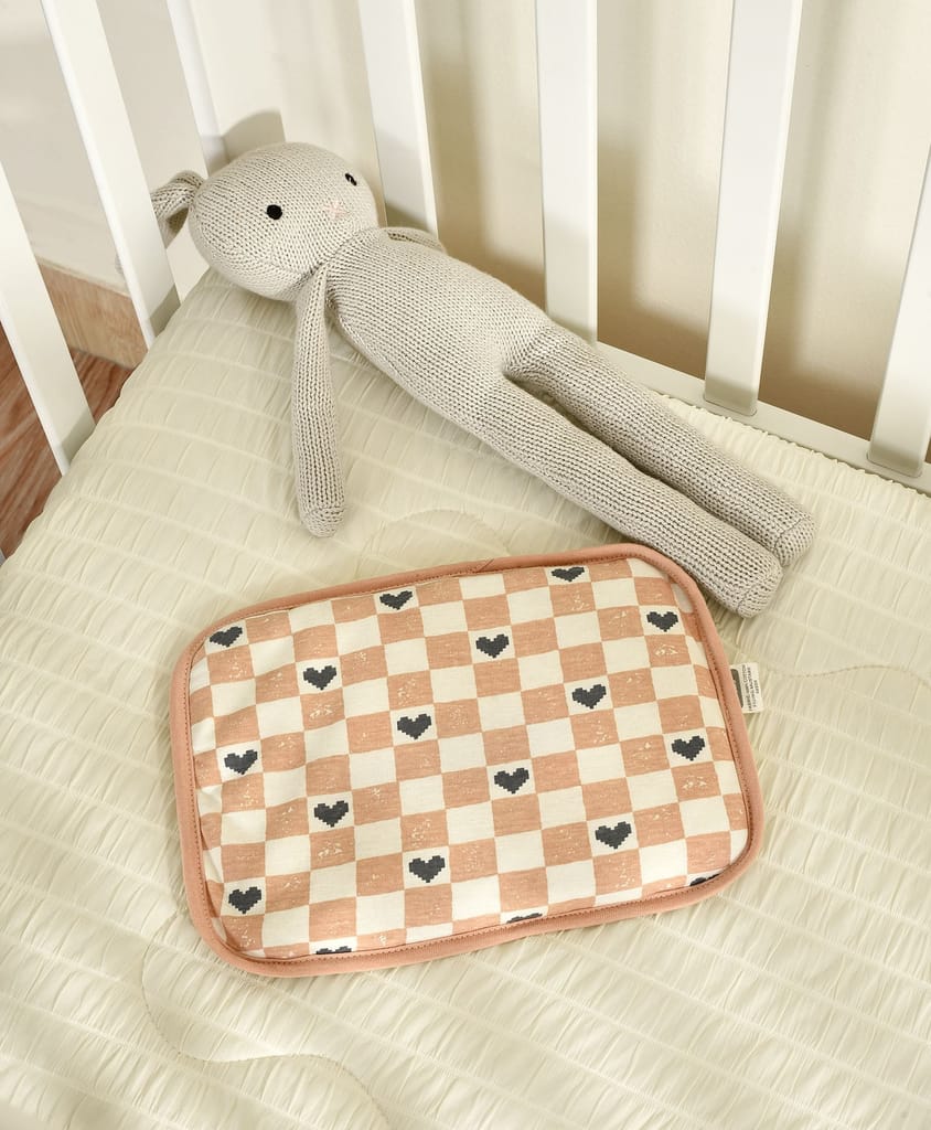 Mi Arcus Cotton Checks Mustard Seed Pillow for Kids