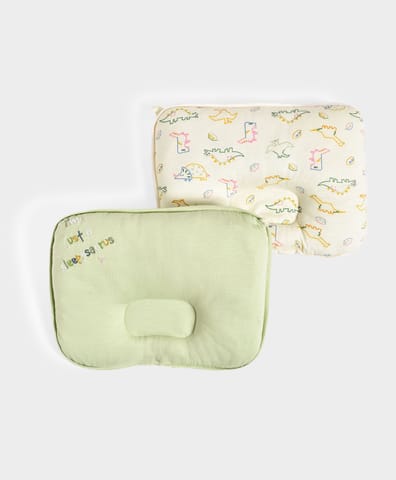 Mi Arcus Cotton Printed Baby Head Support Pillow for Kids Pack of 2