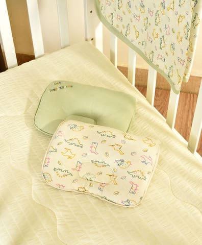 Mi Arcus Cotton Printed Baby Head Support Pillow for Kids Pack of 2