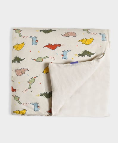 Mi Arcus Cotton Printed Cream Quilt and Pillow Bedding Set for Kids